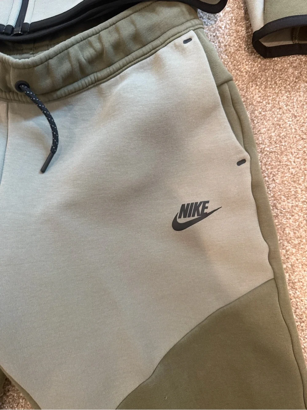 Nike Kids Olive & Light Olive Colorblock Hoodie and Joggers